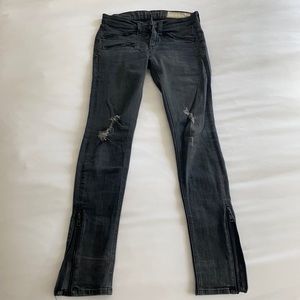 Worn Rag and Bone skinny jeans with zipper detailing